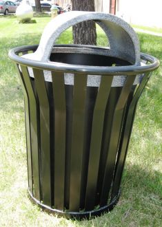 45-Gallon Steel Trash Receptacle with Dual Opening Dome Top