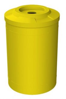 55 Gallon Round Plastic Recycle Receptacle with 5" Recycle Hole & Liner