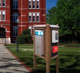 AED & Emergency Kiosk Message Center – 8′ Posts with 2 Open Sides
