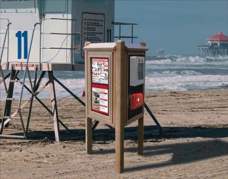 AED & Emergency Kiosk Message Center – 6′ Posts with 1 Open Side