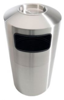 39-Gallon Stainless Steel Trash Receptacle with Ash Tray
