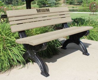 4 Foot Cambridge Memorial Park Bench with Laminated Plaque