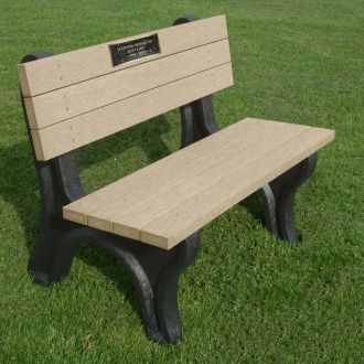 4 Foot Deluxe Memorial Park Bench with Plaque