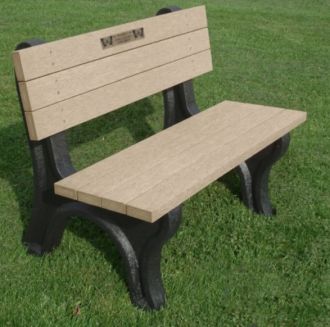 4 Foot Deluxe Memorial Park Bench with Plastic Laminate Plaque