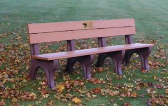 8 foot EconoMizer Traditional Memorial Park Bench with Laminate Plaque