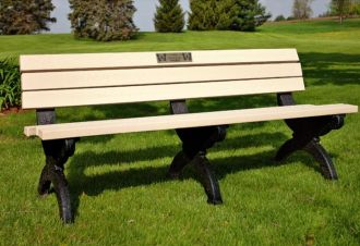 6 Foot Monarque Memorial Park Bench with Laminate Plaque
