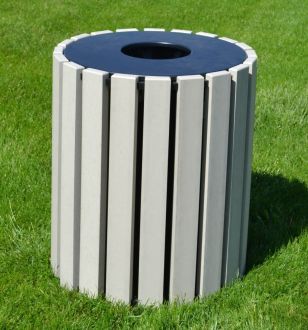 Round 33 Gallon Recycled Plastic Trash Receptacle
