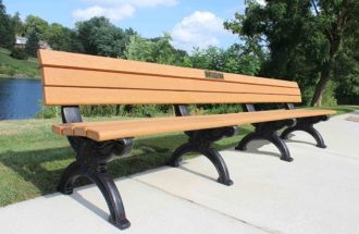 8 Foot Silhouette Memorial Park Bench with Laminate Plaque