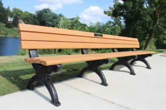 8 Foot Silhouette Memorial Park Bench with Plaque