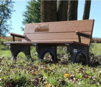 ADA Traditional 6 foot Park Bench with Laminate Memorial Plaque & Armrest