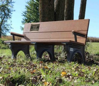 ADA Traditional 6 foot Park Bench with  Memorial Plaque Arm Rest