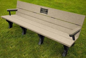 Traditional ADA 8 Foot Bench with Memorial Plaque and Arm Rest
