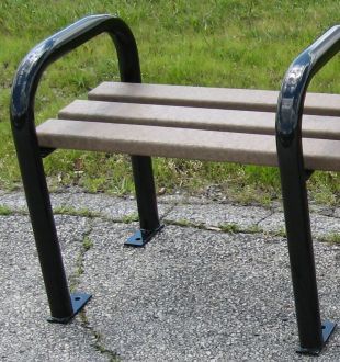 Steel and Recycled Plastic Backless 2 Foot Park Bench
