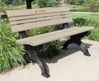 4 Foot Cambridge Memorial Park Bench with Alloy Plaque