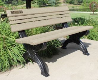 4 Foot Cambridge Memorial Park Bench with Laminated Plaque