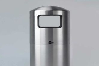 39-Gallon Stainless Steel Trash Receptacle, Side Load