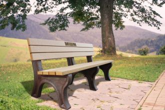 6 Foot Deluxe Memorial Park Bench with Plastic Laminated Plaque