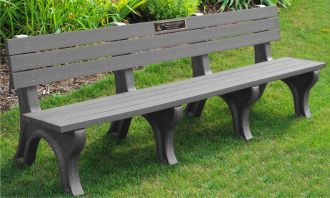 8 Foot Deluxe Memorial Park Bench with Bronze Plaque