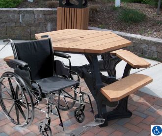 Wheelchair Accessible Hexagon EconoMizer Plaza Picnic Table