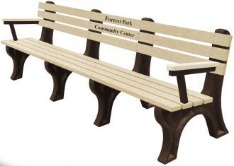 8 Foot EconoMizer Plastic Memorial Park Bench with Arm Rest