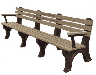 8 Foot EconoMizer Plastic Memorial Park Bench with Arm Rest