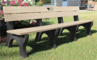 8 foot EconoMizer Traditional Memorial Park Bench with Laminate Plaque