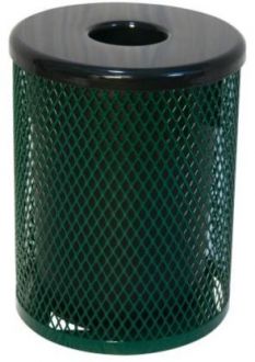 32 Gallon Heavy Duty Diamond Pattern Expanded Metal Trash Receptacle with UltraCoat Thermoplastic Coating