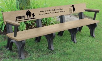 8-Foot Landmark Memorial Park Bench with Arm Rest