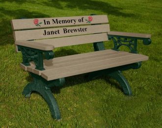4 Foot Monarque Memorial Park Bench with Arm Rest
