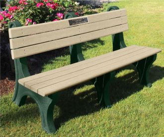 6 Foot Park Classic Memorial Bench with Bronze Plaque