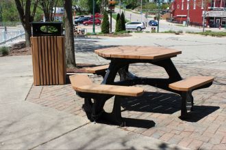 Wheelchair Accessible Green Scape Hexagon Picnic Table