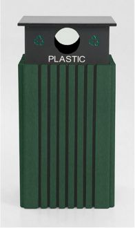 Tall 40 Gallon Recycle Receptacle-Plastic with Rain Guard