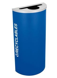 8-Gallon Modular Half Round Recycle Bin, RECYCLABLES