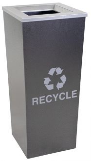 18-Gallon Tapered Single Bin Recycling Receptacle Hammered Charcoal
