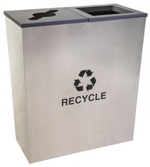 18-Gallon Tapered Dual Recycle Bin, Stainless Steel