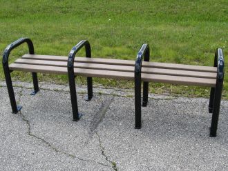 Steel and Recycled Plastic Backless Park Bench