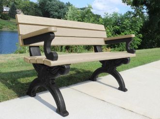 4 Foot Silhouette Park Bench with Arm Rest