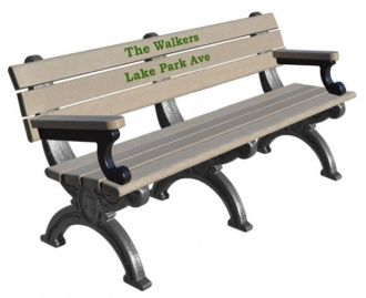 6 Foot Silhouette Memorial Park Bench With Arm Rest