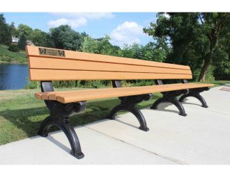8 Foot Silhouette Memorial Park Bench with Laminate Plaque
