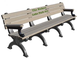 8 Foot Silhouette Memorial Park Bench With Arm Rest