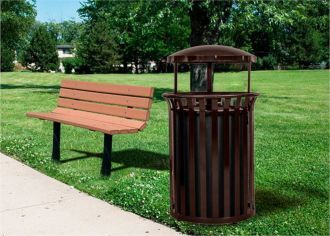 Streetscape 37 Gallon Outdoor Trash Receptacle with Canopy