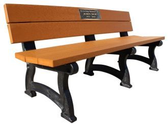 6 Foot Spruce Memorial Park Bench with Bronze Plaque