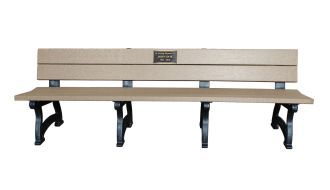 8 Foot Spruce Memorial Park Bench with Bronze Plaque