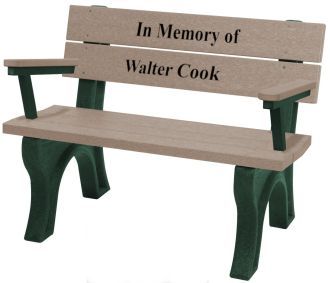 4 Foot Traditional Memorial Park Bench with Arm Rest