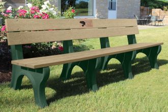 8 Foot Traditional Memorial Park Bench with Laminate Plaque