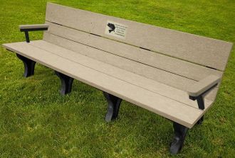 Traditional ADA 8 Foot Bench with Laminate Plaque and Armrest
