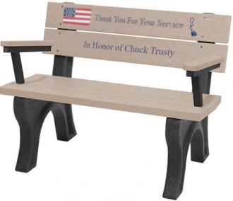 Veteran 4 Foot Backed Bench With Arms