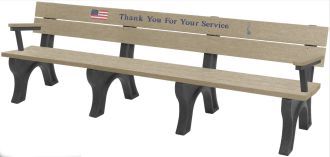 8 Foot Veterans Park Bench With Armrest