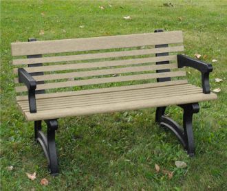 4 Foot Willow Park Bench with Armrest 