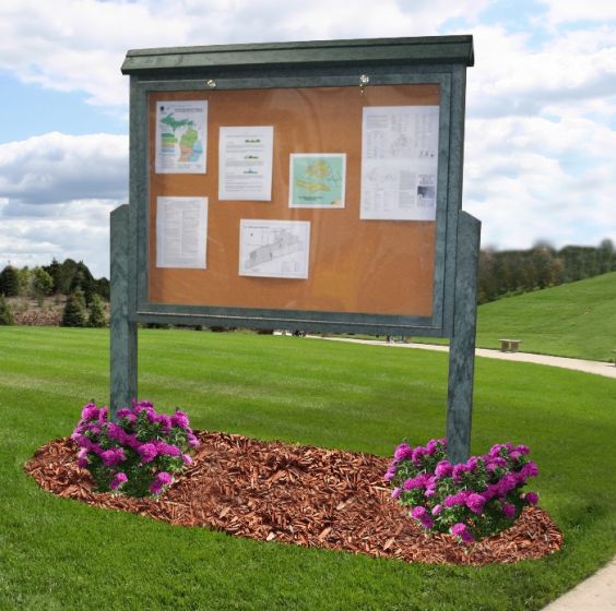 Large Message Center Two Sided with Two 6 Foot Post Information Board